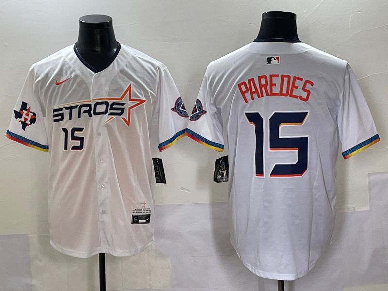 Men Houston Astros #15 Paredes White Fourth generation Joint Name 2025 Nike MLB Jersey style 8->houston astros->MLB Jersey
